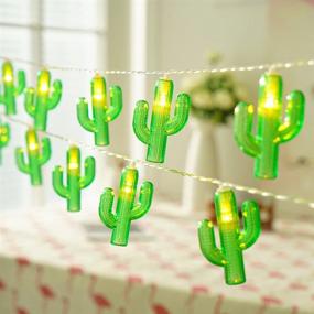 img 4 attached to 🌵 20LED Green Cactus String Lights-9.8ft, USB/Plug-in, Tropical Plants Cactus Light Set for Garden, Bedroom, Christmas, and Tropical Theme Party Decoration