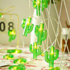 img 1 attached to 🌵 20LED Green Cactus String Lights-9.8ft, USB/Plug-in, Tropical Plants Cactus Light Set for Garden, Bedroom, Christmas, and Tropical Theme Party Decoration