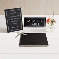 📚 angel & dove medium luxury black memory book & 2 sign set- funeral, remembrance, condolence, celebration of life logo