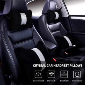 img 3 attached to 💎 Luxurious Eing 2PCS Car Seat Back Support Lumbar Cushion with Crystal Rhinestones - Plush Waist Pillows for Ultimate Comfort