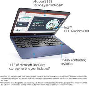 img 1 attached to 💻 High-Performance 2021 HP Stream 11.6" HD Laptop with Intel Celeron N4020, 4GB RAM, 64GB eMMC Flash Memory, 1-Year Office 365, HDMI, Bluetooth, Windows 10, Blue, AllyFlex MP, Ideal for Online Classes