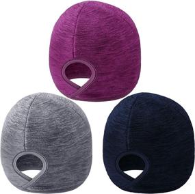 img 4 attached to 🧣 Stay Warm and Stylish with 3-Piece Women's Ponytail Hat - Winter Ski Hat for Outdoor Activities