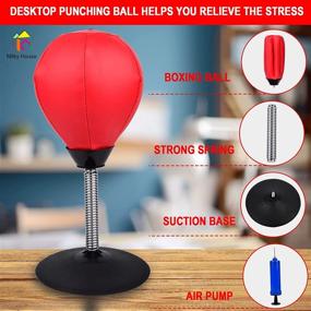 img 3 attached to 💥 Desktop Punching Bag: Мини Боксерский мешок с подставкой для детей и взрослых - Боксерский мешок для снятия стресса, устойчивый с помощью присоски и наполненный кожей