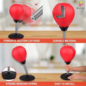 img 2 attached to 💥 Desktop Punching Bag: Мини Боксерский мешок с подставкой для детей и взрослых - Боксерский мешок для снятия стресса, устойчивый с помощью присоски и наполненный кожей