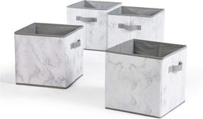 img 4 attached to 🗃️ Stylish Urban Shop Marble Storage Cubes, Set of 4, Grey/White: Organize your Space with Elegance