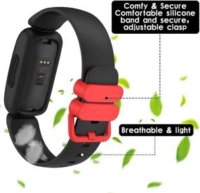 img 1 attached to Водонепроницаемые силиконовые браслеты для Fitbit Ace 3, мягкие сменные браслеты для детей - аксессуары для браслета для мальчиков и девочек - спортивный браслет для трекера активности Fitbit Ace 3 (черный/серый)