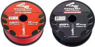 🔳 audiopipe 12 gauge wire, red & black, 100 ft each, primary stranded copper clad, power ground logo