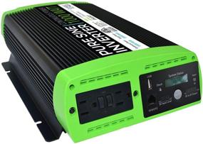 img 2 attached to GoWISE Power 1000W Continuous 2000W Surge Peak Power Pure Sine Wave Inverter with Digital LCD Display for Enhanced Performance, Black/Green (PS1007)
