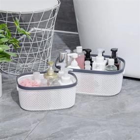 img 1 attached to 🚿 Convenient Portable Shower Caddy Basket for Easy Bathroom and Household Storage - L14.5 × W10 × H5.8 inch, White