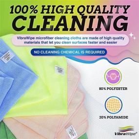 img 3 attached to VibraWipe Microfiber Cleaning Cloth, 8-Pack, 4 Colors, Large 14.2"x14.2", Kitchen Towels, Dish Cloths, Machine Washable