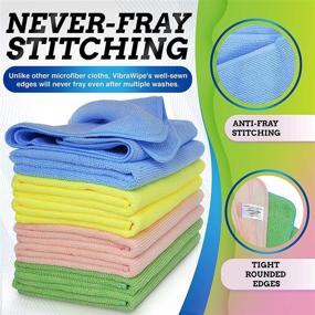 img 1 attached to VibraWipe Microfiber Cleaning Cloth, 8-Pack, 4 Colors, Large 14.2"x14.2", Kitchen Towels, Dish Cloths, Machine Washable