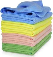 vibrawipe microfiber cleaning cloth, 8-pack, 4 colors, large 14.2"x14.2", kitchen towels, dish cloths, machine washable logo