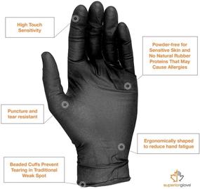 img 2 attached to High-Quality Black Nitrile Gloves: Latex-Free, Powder-Free, Thin 3.5 mil, Size Small (Box of 200)