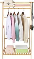 ✨ coogou wood garment rack with shelves: stylish bamboo clothing rack for kids, coats, shoes, and laundry - ideal for home, office, and commercial use logo