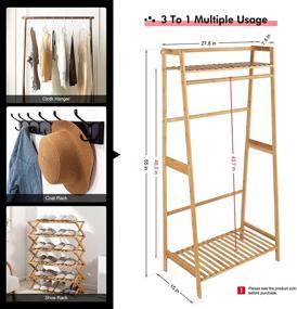 img 2 attached to ✨ COOGOU Wood Garment Rack with Shelves: Stylish Bamboo Clothing Rack for Kids, Coats, Shoes, and Laundry - Ideal for Home, Office, and Commercial Use