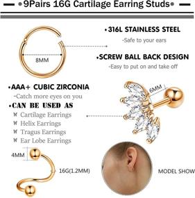 img 3 attached to Drperfect Stainless Cartilage Earrings Piercing Women's Jewelry