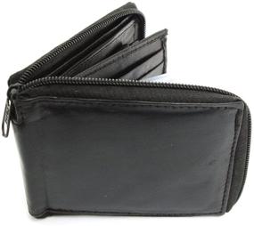 img 2 attached to 👝 Zippered Black Leather Bifold Wallet