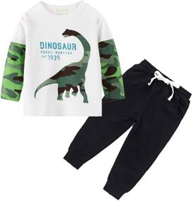 img 4 attached to IjnUhb Toddler Clothes T Shirts Pants（CrocodileBlack 6T）
