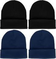 🧣 warm lcztn winter ski beanie hat: 4 pack for men & women, cozy fisherman cuffed knit cap unisex logo