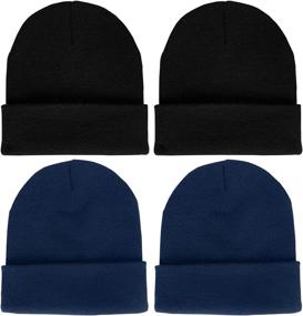 img 4 attached to 🧣 Warm LCZTN Winter Ski Beanie Hat: 4 Pack for Men & Women, Cozy Fisherman Cuffed Knit Cap Unisex