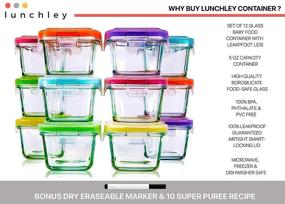 img 3 attached to 🍼 Lunchley Glass Baby Food Storage Jars: 12-Set 5 oz Borosilicate Glass Jars - Freezer Storage, Reusable Containers for Infant & Babies