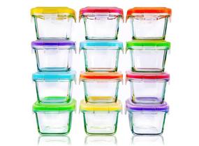 img 4 attached to 🍼 Lunchley Glass Baby Food Storage Jars: 12-Set 5 oz Borosilicate Glass Jars - Freezer Storage, Reusable Containers for Infant & Babies