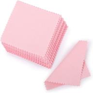 💎 sevenwell 50pcs pink jewelry cleaning cloth for sterling silver gold platinum - small polish cloth (8x8cm), ideal for polishing logo