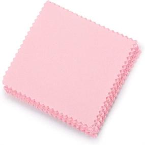 img 2 attached to 💎 SEVENWELL 50pcs Pink Jewelry Cleaning Cloth for Sterling Silver Gold Platinum - Small Polish Cloth (8x8cm), Ideal for Polishing
