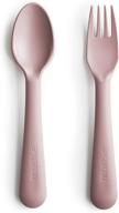 🍴 mushie kids flatware fork and spoon set, danish-made (blush) logo