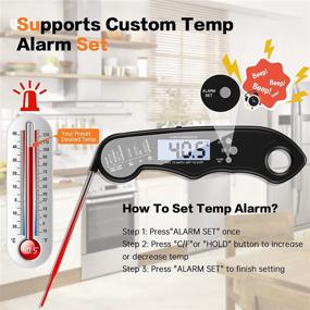 img 1 attached to 🌡️ Umedo Meat Thermometer: Instant Read Food Thermometer 2 in 1 with Probes, Alarm Setting, Backlight, Temp Chart and Magnet