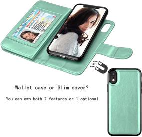 img 1 attached to 📱 Njjex Wallet Case for iPhone XR - PU Leather [9 Card Slots] ID Credit Holder Folio Flip Cover [Detachable][Kickstand] Magnetic Phone Case & Lanyard - Mint, 6.1" 2018