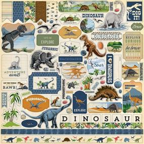 img 1 attached to 🦕 Dinosaurs Element Stickers by Carta Bella Paper Company in Green, Blue, Tan, Brown, and Red