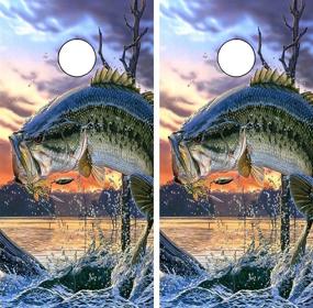 img 4 attached to Laminated Bass Cornhole Board Wrap Set - C220 Fish Fishing Vinyl Graphic Sticker Decal Set for Bean Bag Game