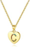 🎁 customized gold initial necklace with heart pendant - perfect gift for women and kids - engravable name personalization - 18 inch chain length logo
