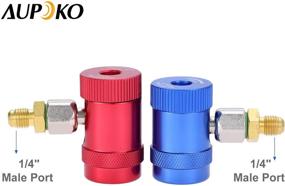 img 1 attached to ⚙️ Aupoko R1234YF Quick Couplers Kit with R1234yf High Low Side Manual Quick Coupler Connector, R1234YF Can Tap, R12 R22 to R134A Adapters, Valve Core Remover, and 5PC Thimbles & Rubber Gaskets