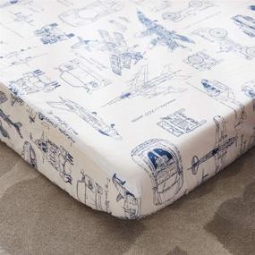 img 4 attached to ✈️ Brandream Baby Boy Fitted Crib Sheets - Blueprint Cars Tank Helicopter Aircraft Toddler Sheets - 100% Soft Cotton - Standard Mattress Sheets