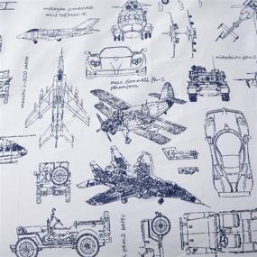 img 2 attached to ✈️ Brandream Baby Boy Fitted Crib Sheets - Blueprint Cars Tank Helicopter Aircraft Toddler Sheets - 100% Soft Cotton - Standard Mattress Sheets