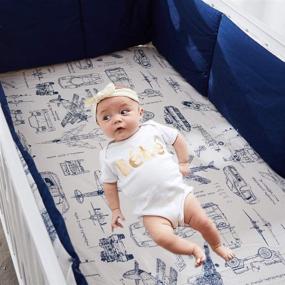 img 3 attached to ✈️ Brandream Baby Boy Fitted Crib Sheets - Blueprint Cars Tank Helicopter Aircraft Toddler Sheets - 100% Soft Cotton - Standard Mattress Sheets