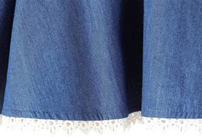 img 2 attached to Adorable Girls Skater Skirt: Stylish Denim with Lace Hem & Solid Color Design