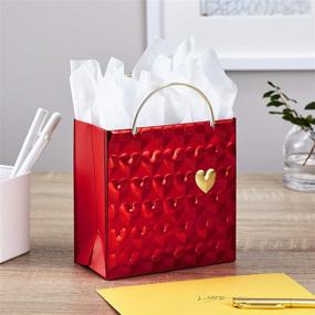 img 3 attached to ❤️ Hallmark Signature 6" Small Valentine's Day Gift Bag: Red Hearts, Gold Handle - Perfect for Your Special Gift!