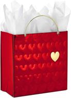 ❤️ hallmark signature 6" small valentine's day gift bag: red hearts, gold handle - perfect for your special gift! logo