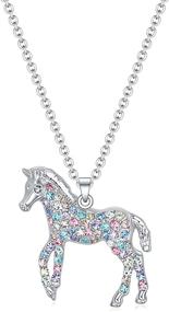 img 4 attached to 🌈 Little Rainbow Horse Jewelry: Delightful Gifts for Girls and Women - Initial Letter Necklaces Pendant for Teen Girls Horse Lovers