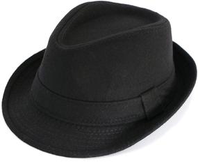 img 4 attached to Toddler Boys Classic Trilby Fedora Hat Panama Hat