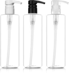 img 4 attached to 💦 16oz BPA-Free Plastic Shampoo Pump Bottles by Bar5F - PETE1 Cylinder with Lock-Down Leak Proof Pumps - 3-Pack