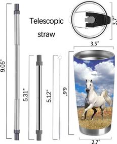 img 1 attached to 🐴 Premium 20oz Horse Tumbler: Stainless Steel Travel Mug with Lid, Straw & Bonus Free Horse!