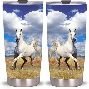 img 4 attached to 🐴 Premium 20oz Horse Tumbler: Stainless Steel Travel Mug with Lid, Straw & Bonus Free Horse!