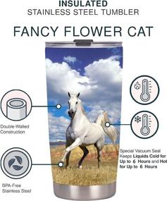 img 2 attached to 🐴 Premium 20oz Horse Tumbler: Stainless Steel Travel Mug with Lid, Straw & Bonus Free Horse!