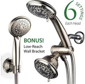 img 3 attached to 🚿 AquaSpa 6-in-1 High-Pressure Shower Head/Hand Held Showerhead Combo with Dual OVERHEAD and LOW-REACH Wall Brackets, 3-way Water Diverter & Stainless Steel Hose/BRUSHED NICKEL FINISH/by HotelSpa, Ultimate Shower Experience