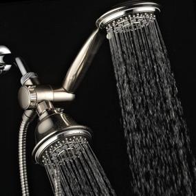 img 1 attached to 🚿 AquaSpa 6-in-1 High-Pressure Shower Head/Hand Held Showerhead Combo with Dual OVERHEAD and LOW-REACH Wall Brackets, 3-way Water Diverter & Stainless Steel Hose/BRUSHED NICKEL FINISH/by HotelSpa, Ultimate Shower Experience