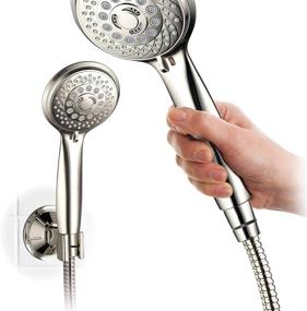 img 2 attached to 🚿 AquaSpa 6-in-1 High-Pressure Shower Head/Hand Held Showerhead Combo with Dual OVERHEAD and LOW-REACH Wall Brackets, 3-way Water Diverter & Stainless Steel Hose/BRUSHED NICKEL FINISH/by HotelSpa, Ultimate Shower Experience